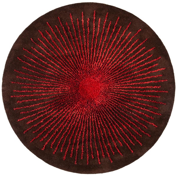 Safavieh 8 x 8 ft. Soho Rustic Hand Tufted Round Area Rug; Brown & Red - SOH655T-8R
