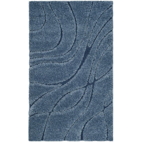 Safavieh 3 ft.3 in. x 5 ft.3 in. Power Loomed Small Rectangle Shag Rug; Light Blue & Blue - SG471-6065-3