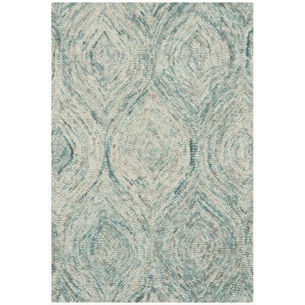 Safavieh 2 x 3 ft. Accent Contemporary Ikat Ivory and Sea Blue Hand Tufted Rug - IKT631A-2