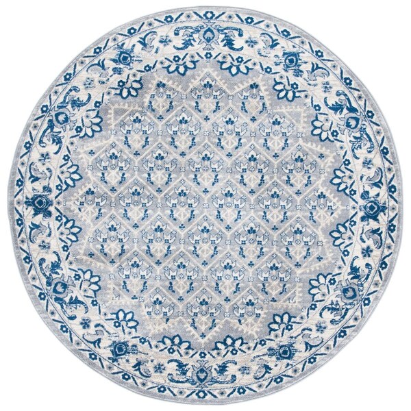 Safavieh 6 ft.-7 in. x 6 ft.-7 in. Brentwood Transitional Round Rug; Grey & Blue - BNT869F-7R