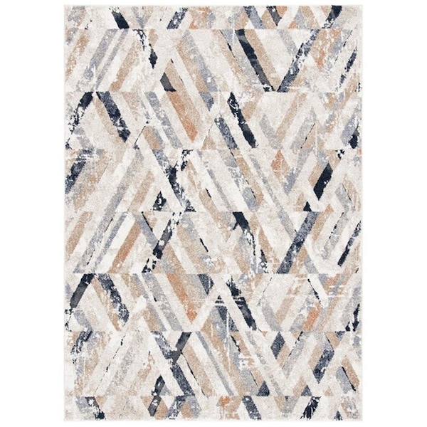 Safavieh 4 ft. 5 in. x 6 ft. 5 in. Coppertone Contemporary Rectangle Power Loomed Area Rug Ivory & Navy - CPN356A-4