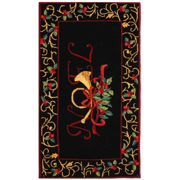 Safavieh 2 ft. - 9 in. x 4 ft. - 9 in. Small Rectangle- Transitional Chelsea Black Hand Hooked Rug - HK332B-3