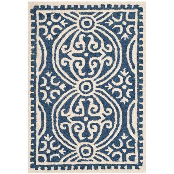 Safavieh 10 x 10 ft. Square Transitional Cambridge- Navy Blue and Ivory Hand Tufted Rug - CAM123G-10SQ