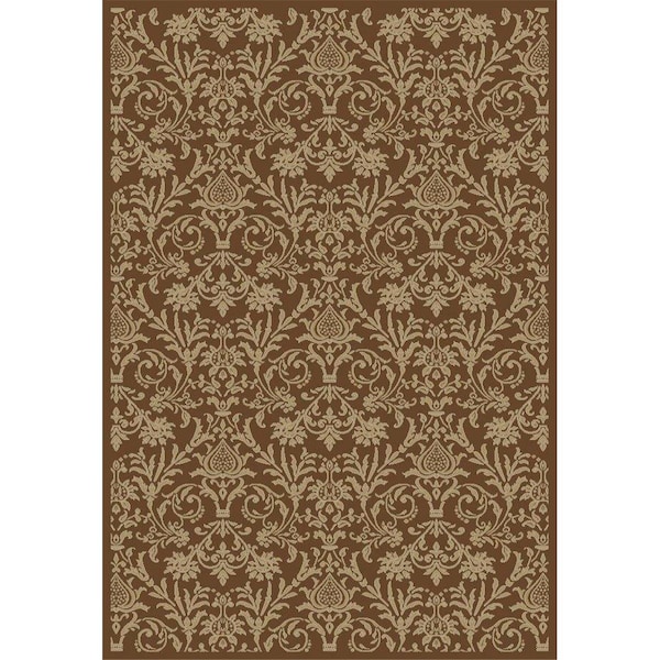Concord Global 9 ft. 3 in. x 12 ft. 6 in. Jewel Damask - Brown - 49488
