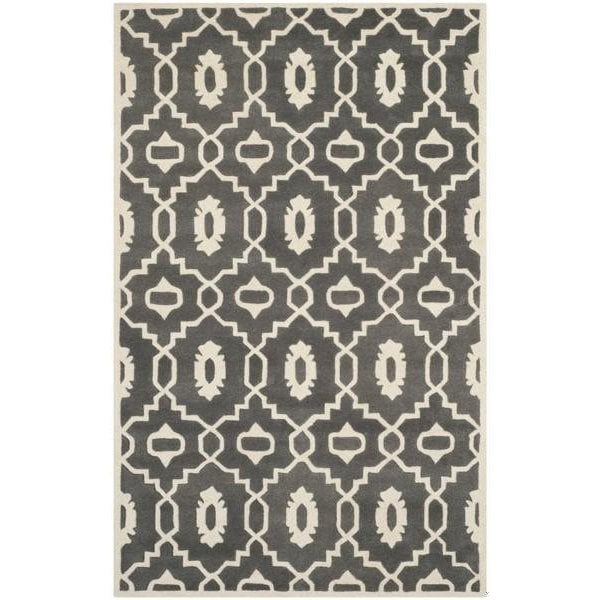 Safavieh 5 Ft. x 5 Ft. Square- Contemporary Chatham Dark Grey And Ivory Hand Tufted Rug - CHT745D-5SQ