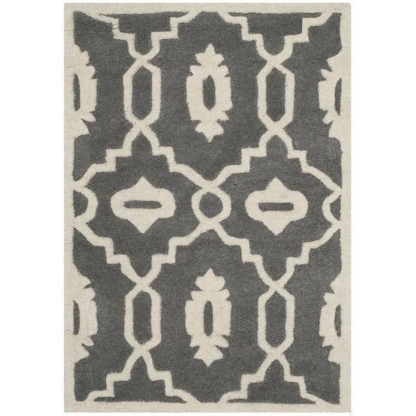 Safavieh 5 Ft. x 5 Ft. Square- Contemporary Chatham Dark Grey And Ivory Hand Tufted Rug - CHT745D-5SQ
