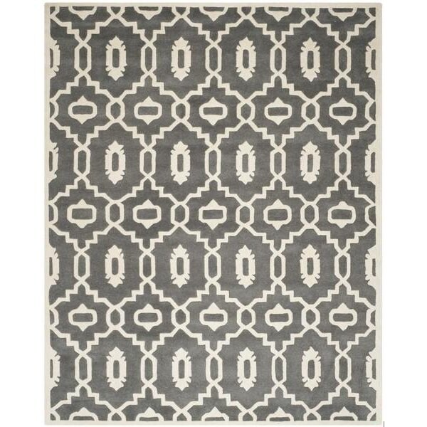 Safavieh 5 Ft. x 5 Ft. Square- Contemporary Chatham Dark Grey And Ivory Hand Tufted Rug - CHT745D-5SQ