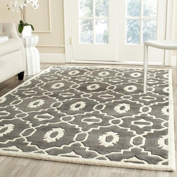 Safavieh 5 Ft. x 5 Ft. Square- Contemporary Chatham Dark Grey And Ivory Hand Tufted Rug - CHT745D-5SQ
