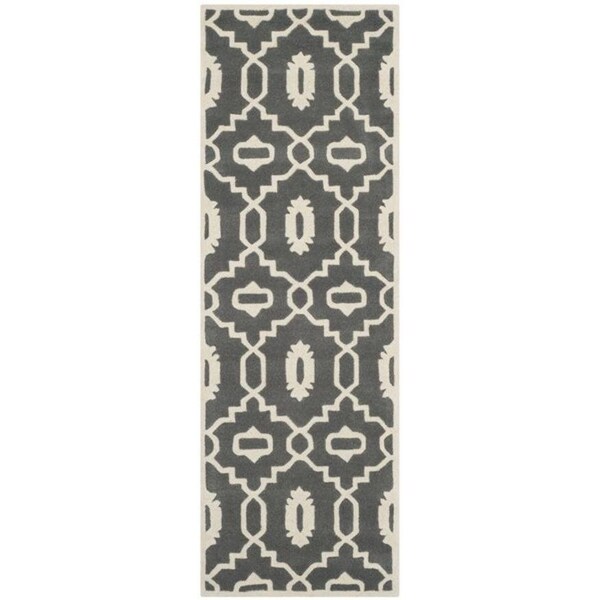 Safavieh 5 Ft. x 5 Ft. Square- Contemporary Chatham Dark Grey And Ivory Hand Tufted Rug - CHT745D-5SQ
