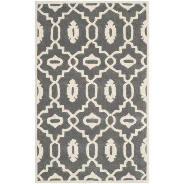 Safavieh 5 Ft. x 5 Ft. Square- Contemporary Chatham Dark Grey And Ivory Hand Tufted Rug - CHT745D-5SQ