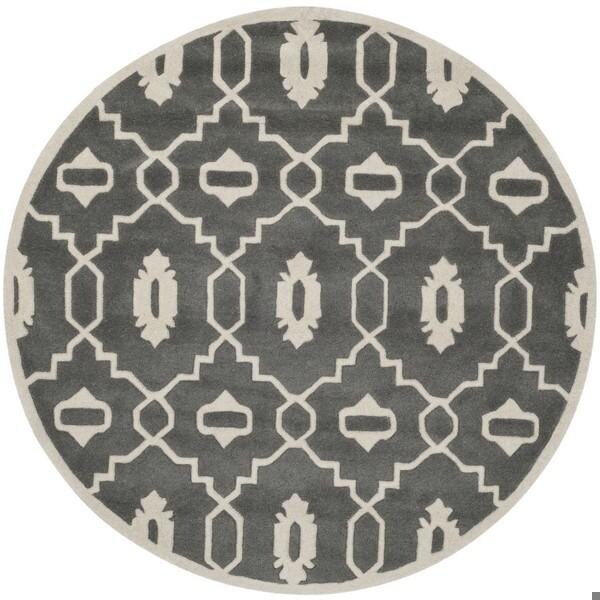 Safavieh 5 Ft. x 5 Ft. Square- Contemporary Chatham Dark Grey And Ivory Hand Tufted Rug - CHT745D-5SQ