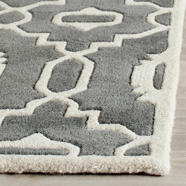Safavieh 5 Ft. x 5 Ft. Square- Contemporary Chatham Dark Grey And Ivory Hand Tufted Rug - CHT745D-5SQ