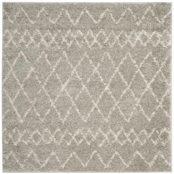 Safavieh 6 ft. 7 in. x 6 ft. 7 in. Square Berber Shag Rug, Light Grey & Cream - BER165B-7SQ