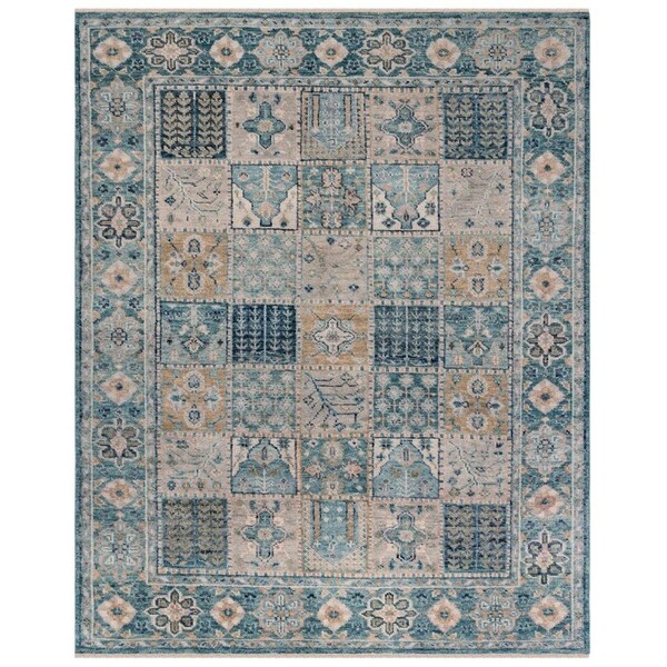 Safavieh 10 x 14 ft. Samarkand Traditional Hand Knotted Rectangle Rug Blue & Beige - SRK124M-10
