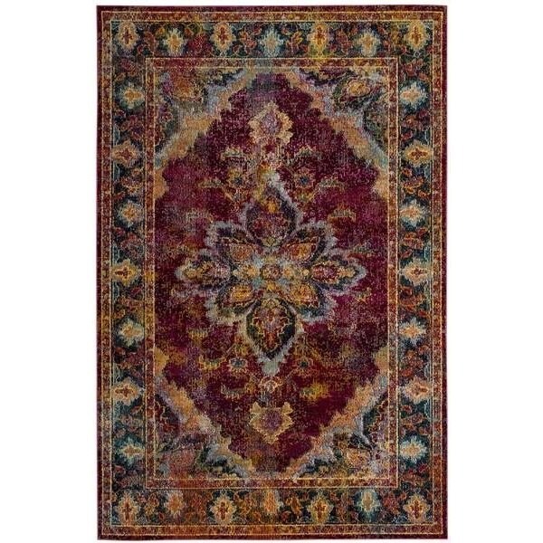 Safavieh Crystal Power Loomed Runner Area Rug, Ruby and Navy - 2 ft.-2 in. x 7 ft. - CRS508R-27