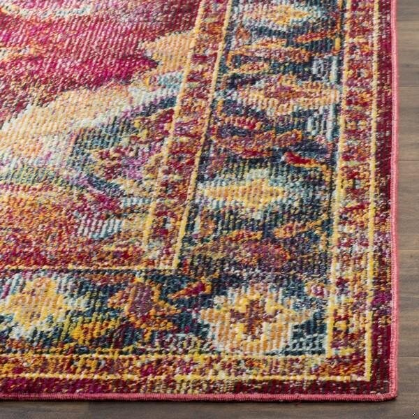 Safavieh Crystal Power Loomed Runner Area Rug, Ruby and Navy - 2 ft.-2 in. x 7 ft. - CRS508R-27
