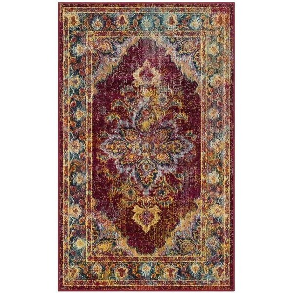 Safavieh Crystal Power Loomed Runner Area Rug, Ruby and Navy - 2 ft.-2 in. x 7 ft. - CRS508R-27