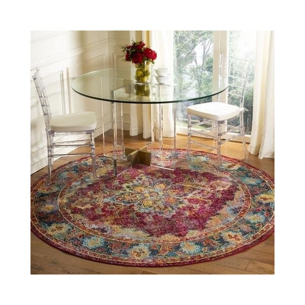 Safavieh Crystal Power Loomed Runner Area Rug, Ruby and Navy - 2 ft.-2 in. x 7 ft. - CRS508R-27
