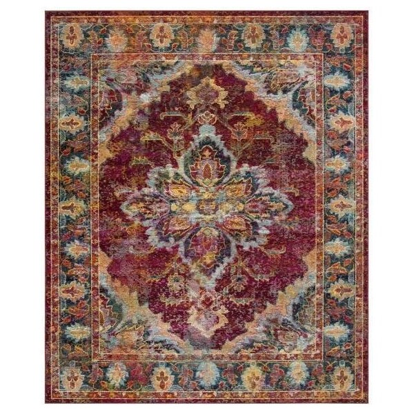 Safavieh Crystal Power Loomed Runner Area Rug, Ruby and Navy - 2 ft.-2 in. x 7 ft. - CRS508R-27
