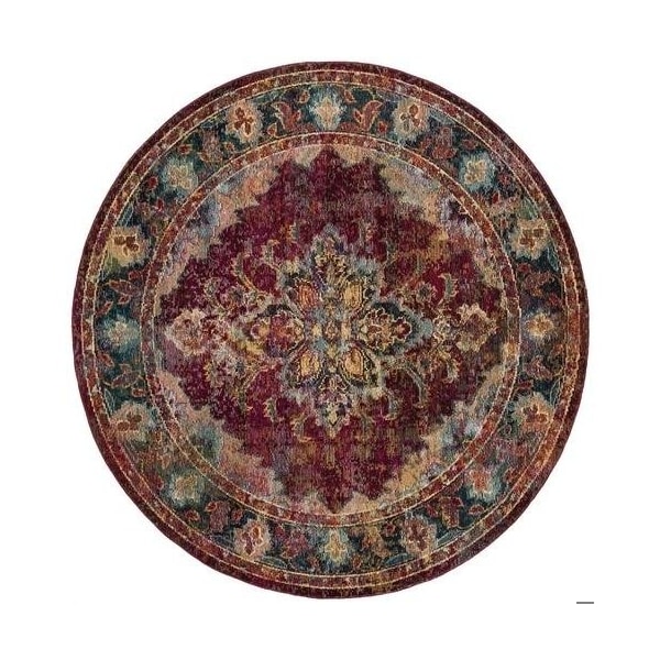 Safavieh Crystal Power Loomed Runner Area Rug, Ruby and Navy - 2 ft.-2 in. x 7 ft. - CRS508R-27