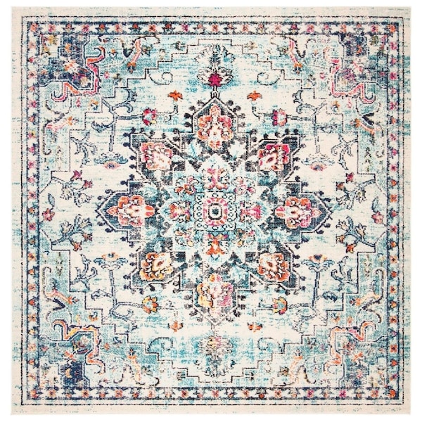 Safavieh 5 x 5 ft. Madison 400 Power Loomed Square Area Rug Cream & Blue - MAD473B-5SQ