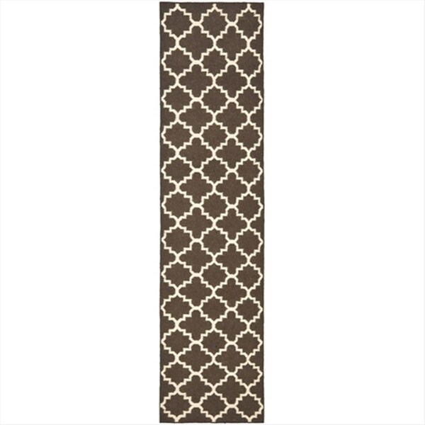 Safavieh 2 Ft. -6 In. X 12 Ft. Runner Contemporary Dhurries- Brown And Ivory- Flatweave Rug - DHU554C-212