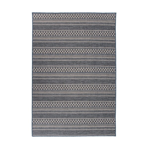 World Rug Gallery Bohemian Stripes Indoor/Outdoor Area Rug 5' x 7' Blue - 418BLUE5X7