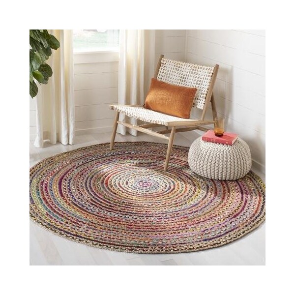 Safavieh 6 x 6 ft. BohemianCape Cod Hand Woven Area RugNatural & Multi - CAP251A-6SQ