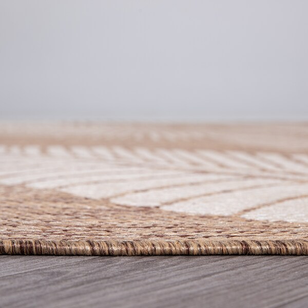 World Rug Gallery Distressed Palm Leaves Textured Flat Weave Indoor/Outdoor Area Rug 7'10" x 10' Brown - 114BROWN8X10