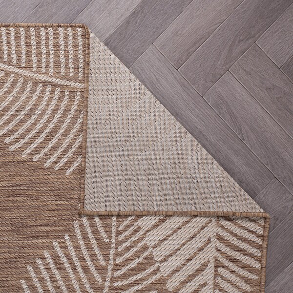 World Rug Gallery Distressed Palm Leaves Textured Flat Weave Indoor/Outdoor Area Rug 7'10" x 10' Brown - 114BROWN8X10
