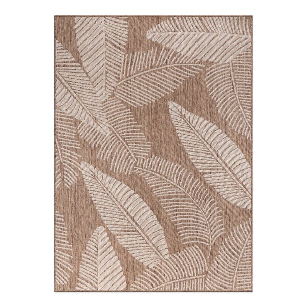World Rug Gallery Distressed Palm Leaves Textured Flat Weave Indoor/Outdoor Area Rug 7'10" x 10' Brown - 114BROWN8X10