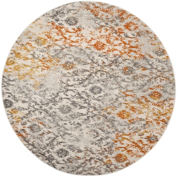 Safavieh Madison Round Area Rug, Cream and Orange - 6 ft.-7 in. x 6 ft.-7 in. - MAD608K-7R