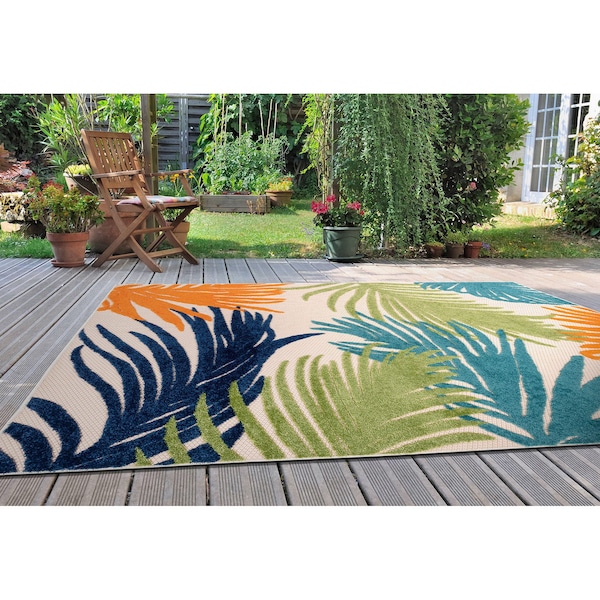 World Rug Gallery Amalfi Contemporary Tropical Floral Indoor/Outdoor Area Rug 6' x 9' Multi - 8013MULTI6X9