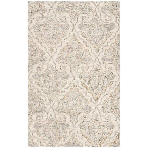 Safavieh Aubusson Contemporary Rectangle Hand Tufted RugsIvory & Green 5 x 8 ft. - AUB103A-5