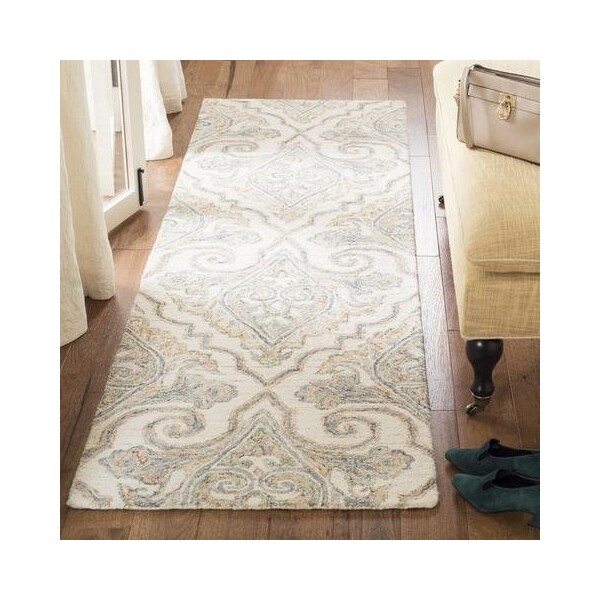 Safavieh Aubusson Contemporary Rectangle Hand Tufted RugsIvory & Green 5 x 8 ft. - AUB103A-5