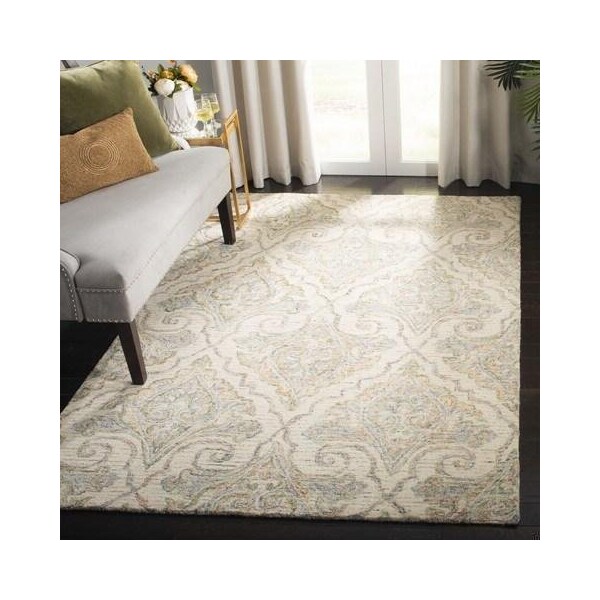 Safavieh Aubusson Contemporary Rectangle Hand Tufted RugsIvory & Green 5 x 8 ft. - AUB103A-5