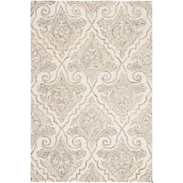 Safavieh Aubusson Contemporary Rectangle Hand Tufted RugsIvory & Green 5 x 8 ft. - AUB103A-5