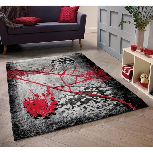 Terreno 5 x 7 ft. Modern Jersey Collection Abstract Stylish Stain Resistant Floor Rug, Black & Gray - TE2586242