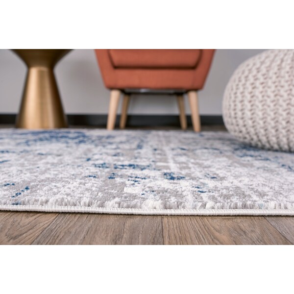 World Rug Gallery Distressed Abstract Runner Rug 2'x10' Blue - 910BLUE2X10
