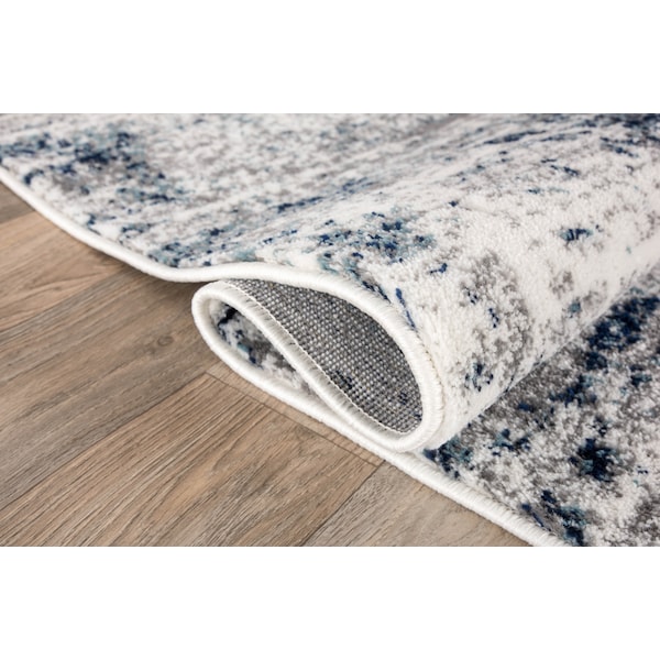 World Rug Gallery Distressed Abstract Runner Rug 2'x10' Blue - 910BLUE2X10