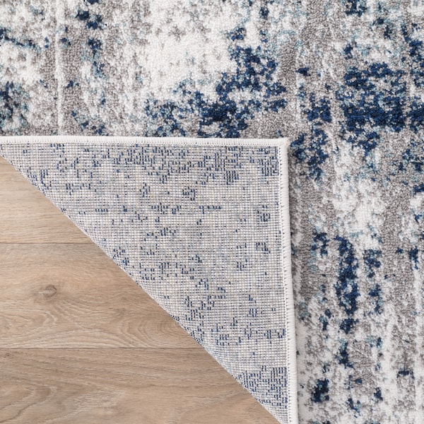 World Rug Gallery Distressed Abstract Runner Rug 2'x10' Blue - 910BLUE2X10