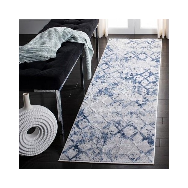 Safavieh 11 x 15 ft. Amelia 700 Contemporary Rectangle Rug, Grey & Navy - ALA783H-1115