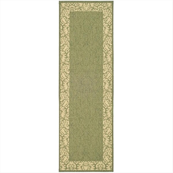 Safavieh 2 Ft. -4 In. X 6 Ft. -7 In. Runner Indoor-Outdoor Courtyard- Olive And Natural- Machine Made Rug - CY2727-1E06-27