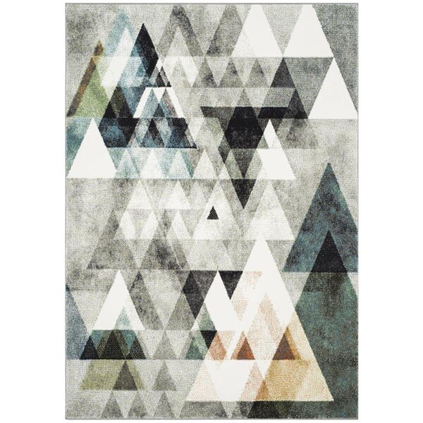 Flowers First 4 x 6 ft. Porcello Power Loomed Area Rug, Grey & Blue - Small Rectangle - FL1862546