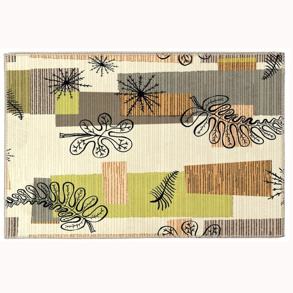 Perspectiva 3 x 5 ft. 50s Mod Fern Indoor Area Rug - PE2586451