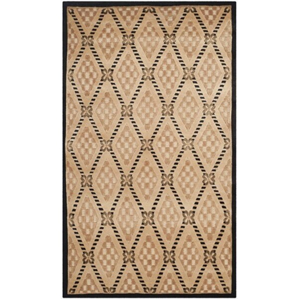 Safavieh 3 x 5 ft. Small Rectangle Contemporary Tibetan Black and Gold Hand Knotted Rug - TB300A-3
