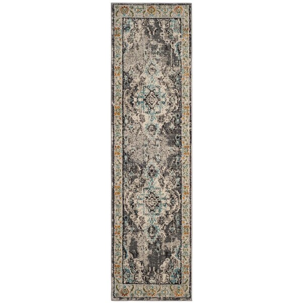 Safavieh Monaco Power Loomed Runner RugGrey & Light Blue 2 ft.-2 in. x 20 ft. - MNC243G-220