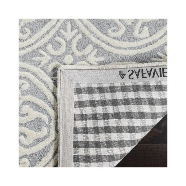 Safavieh 2 ft.-6 in. x 12 ft. Runner Transitional Cambridge- Silver and Ivory Hand Tufted Rug - CAM123D-212