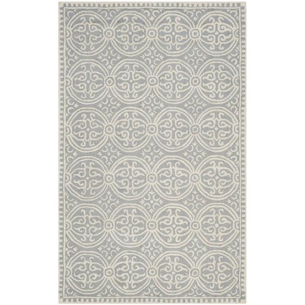 Safavieh 2 ft.-6 in. x 12 ft. Runner Transitional Cambridge- Silver and Ivory Hand Tufted Rug - CAM123D-212