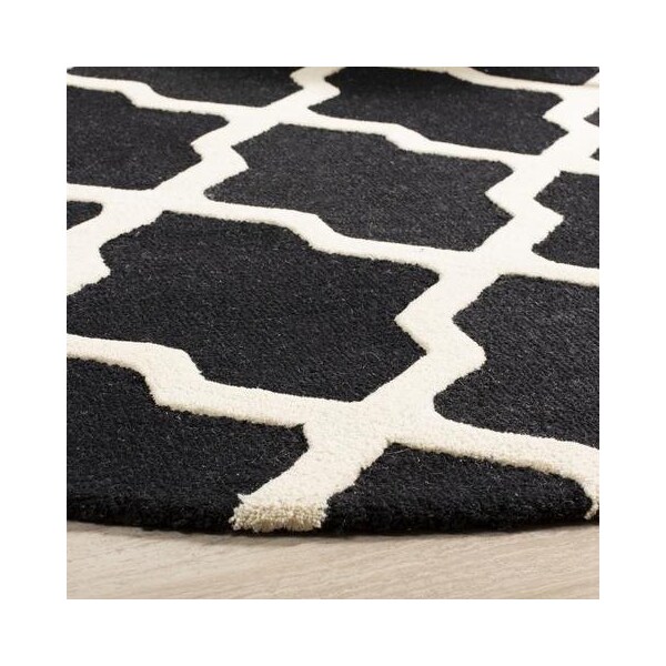 Safavieh 2 ft.-6 in. x 14 ft. Runner Transitional Cambridge- Black and Ivory Hand Tufted Rug - CAM121E-214